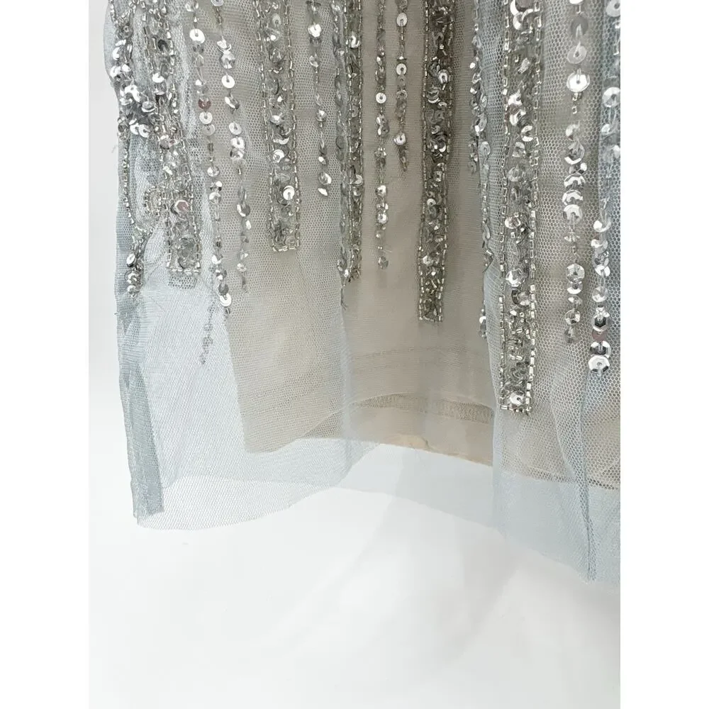 Adrianna Papell Blue Silver Long Formal Gown Dress 12 New Nwt - Picture 8 of 15
